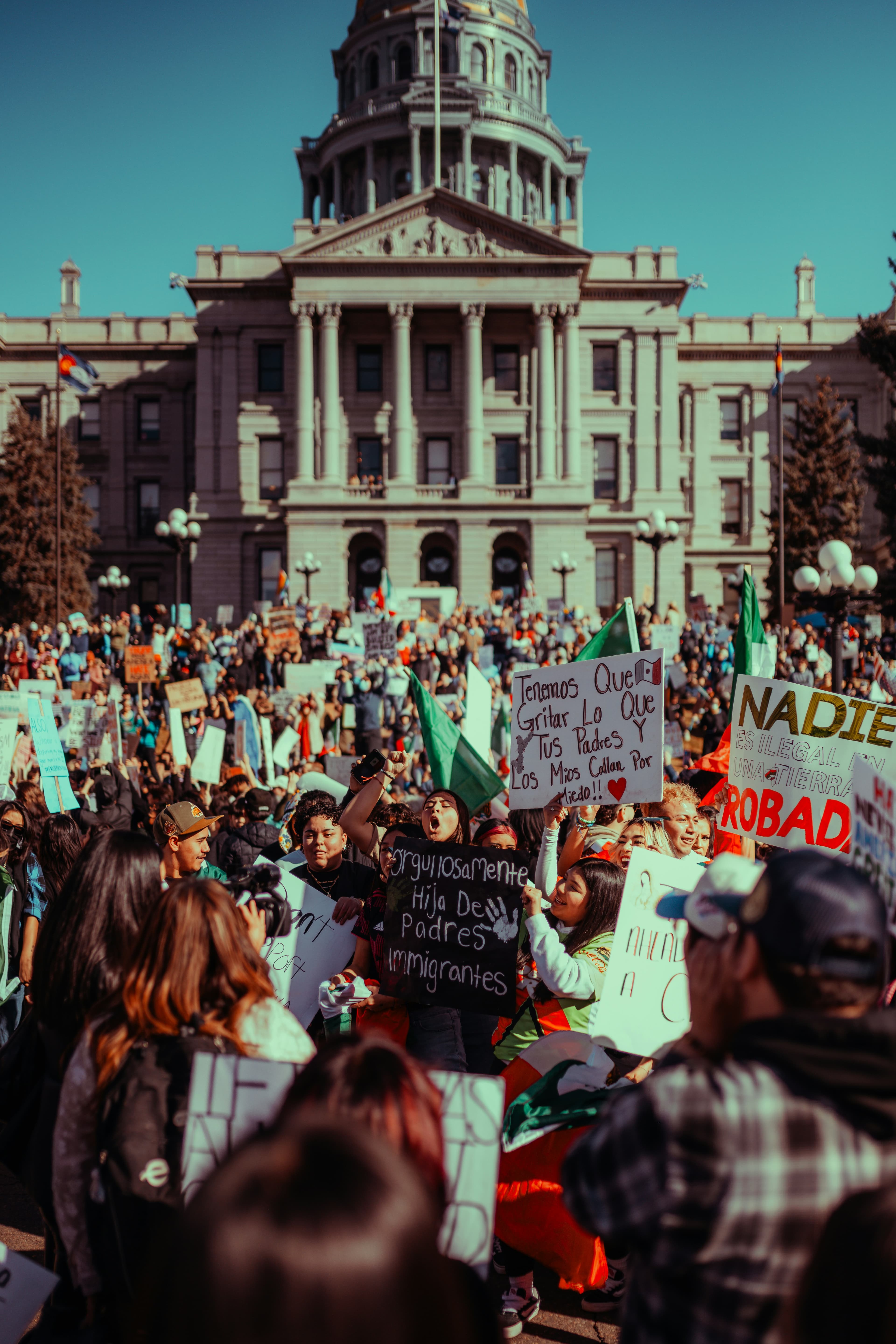 People gathering at a community rally